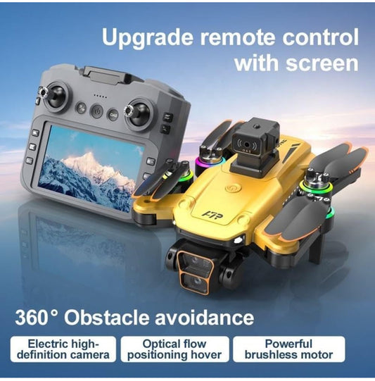 4k Remote Control Dual Camera Drone 1080p Wi-Fi Selfie Gesture RC Drone with Obstacle Avoidance Brushless Motor One Key Take-Off & Landing 4.5 Inch LCD Display
