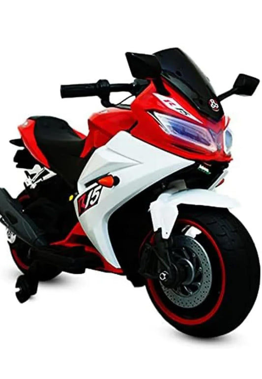 R15 Battery Operated Rechargeable Ride On Electric Sports Bike for Kids, 1 to 7 Years, White & Red