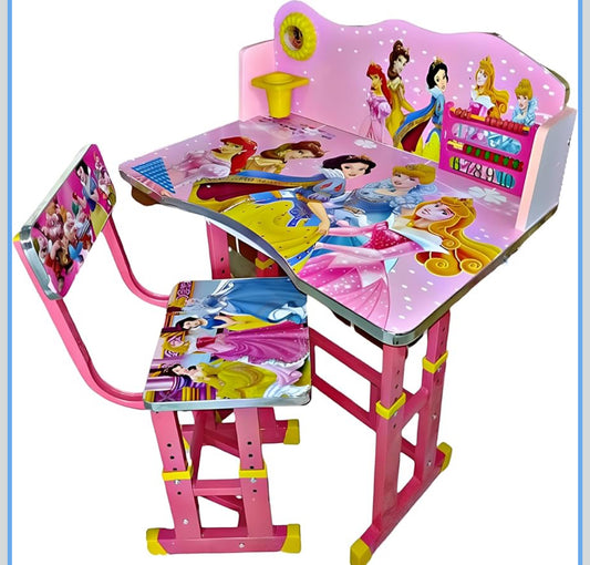 Kids Study Table and Chair Set with Height Adjustable for Suitable 3-10 Years Study Writing Reading for Book Storage (Color-Pink )