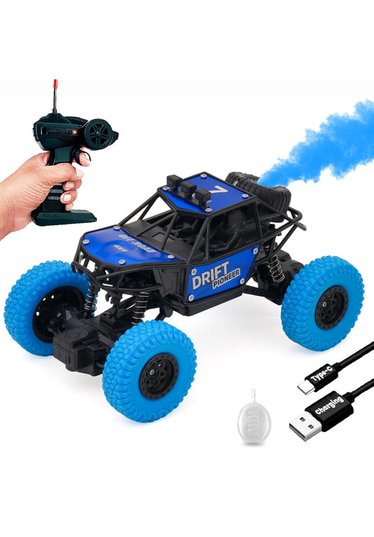 Gooyo GY-45 Rechargeable Remote Control Rock Crawler Car with Smoke | Monster Truck with Spray for Kids | RC Car 4x4 Off-Road Big Car Toy | High Speed | Red Color | in-Built Battery | Gift Box Pack